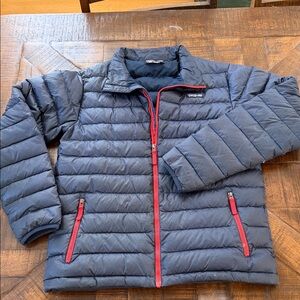 Patagonia Boy’s Navy Puffer Jacket with Red Accents
